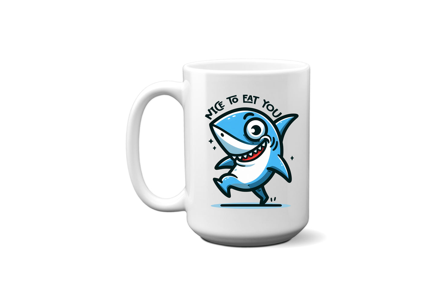Nice to eat you funny shark coffee mug