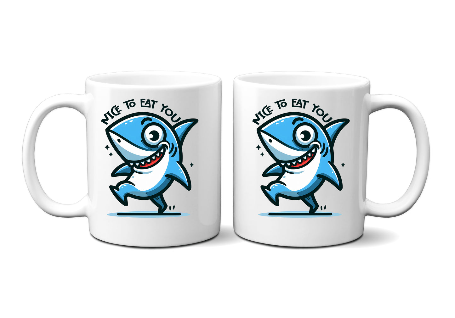 Nice to eat you funny shark coffee mug