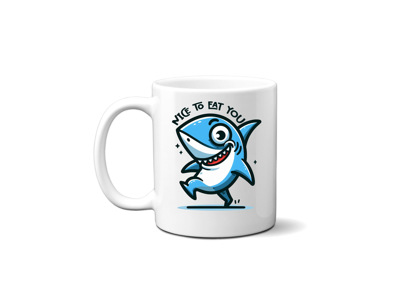 Nice to eat you funny shark coffee mug