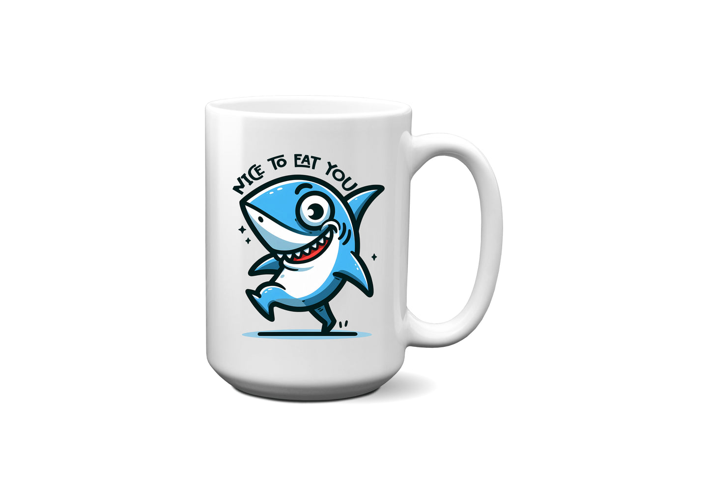 Nice to eat you funny shark coffee mug