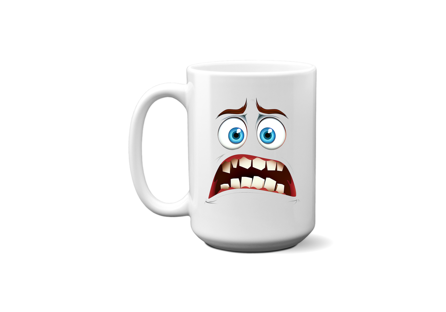 Funny face coffee mug scared 15 oz