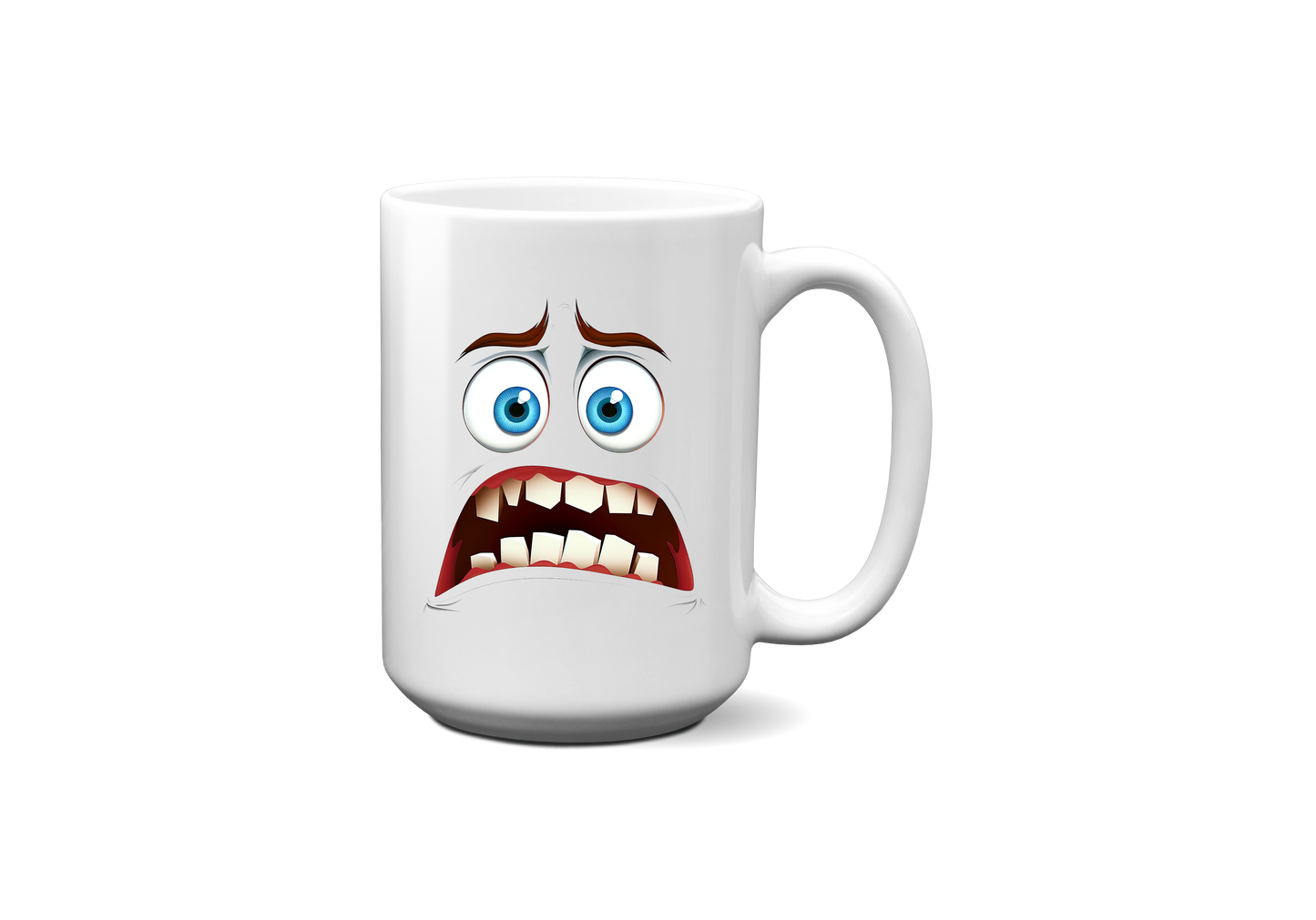 Funny face coffee mug scared 15 oz