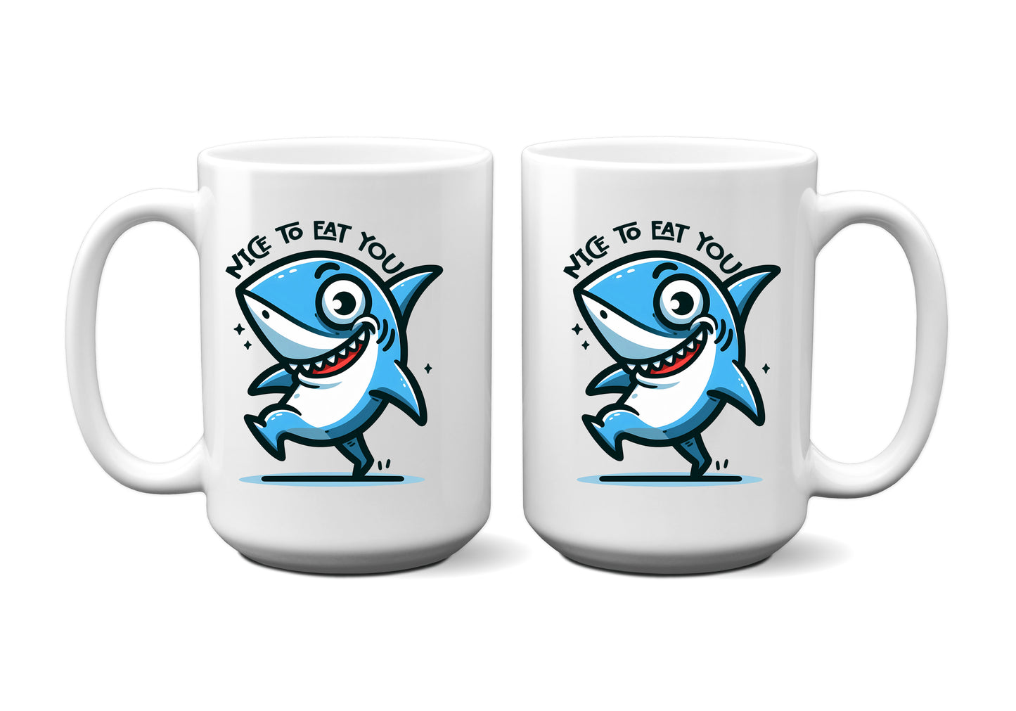 Nice to eat you funny shark coffee mug