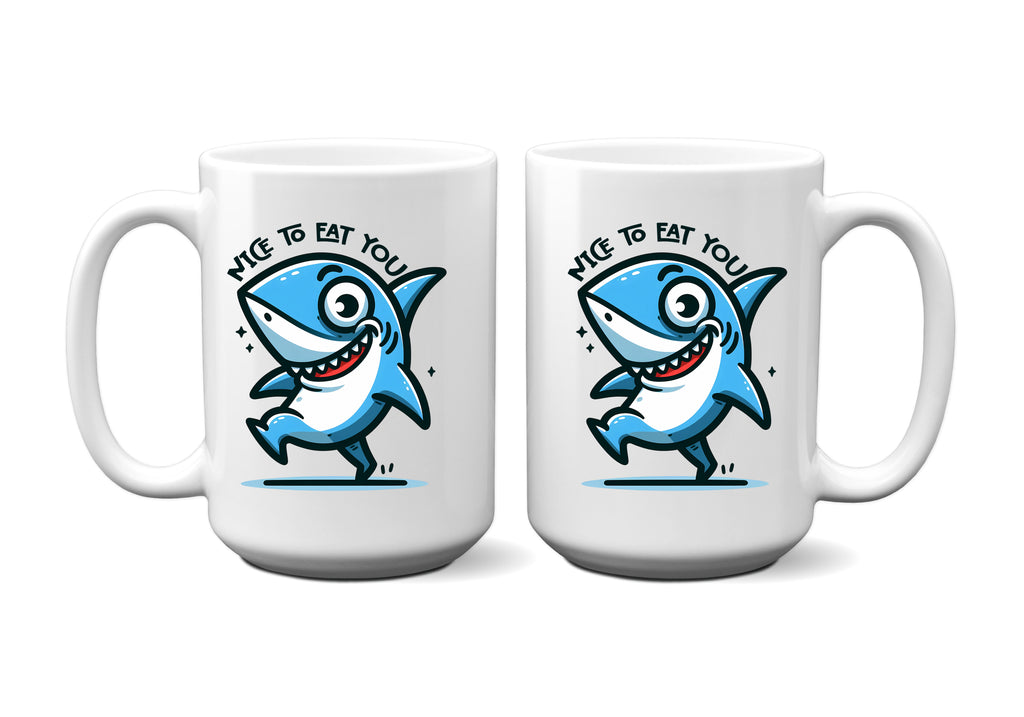 It's Nice to Eat You Shark Coffee Mug – Funny 11 oz / 15 oz