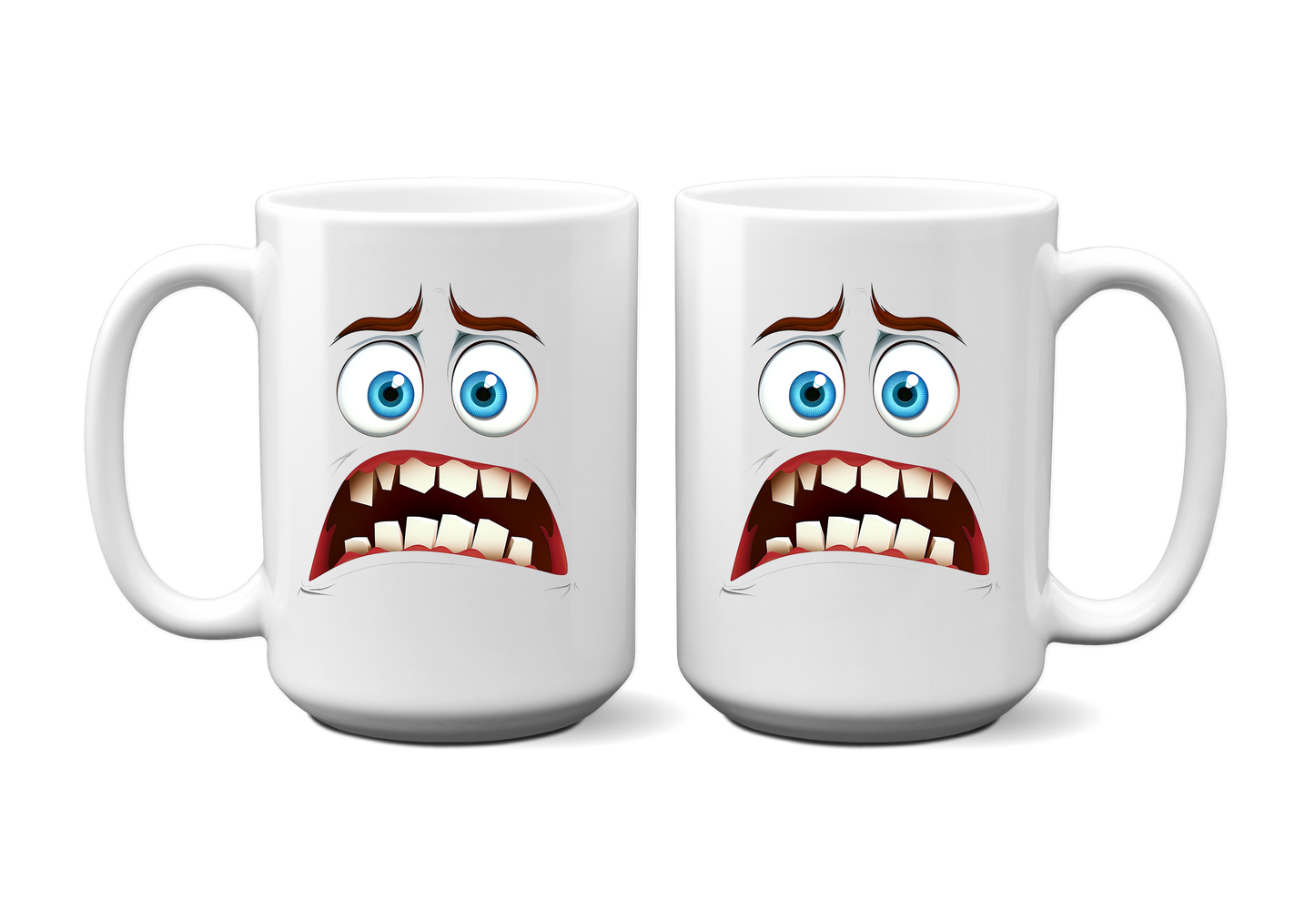 Funny face coffee mug scared 15 oz